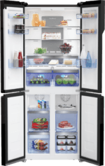 beko Refrigerator GNE480E20ZB 4 Door 480 lt -net 450lt- Black - Nofrost -Digital touch