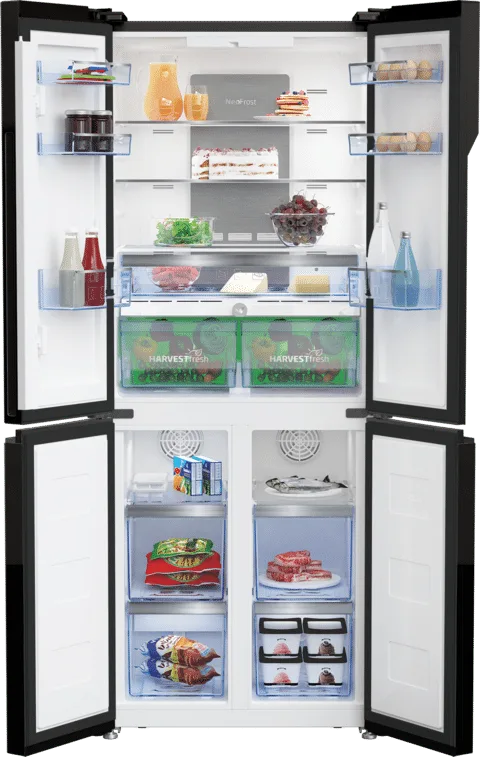 BEKO Refrigerator Side By Side 450 Litre Nofrost 4 Doors Digital Black GNE480E20ZBH