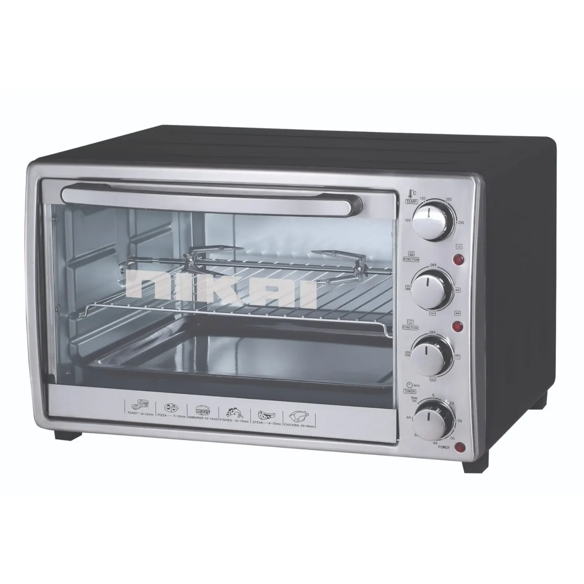 Nikai Electric Oven 52 Liters Black and Silver Ovens NET52RCB