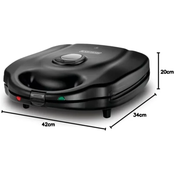 Black & Decker 1400W 3-in-1 4 Slice Sandwich & Waffle Maker with 180 Degree Grill Mode with Interchangeable Plate, TS4130-B5, International warranty